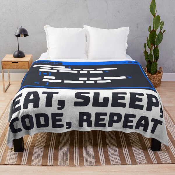 Item preview, Eat Sleep Code Repeat Programmer Slogan Blue Code Editor T-Shirt designed and sold by Design-Pro-21.