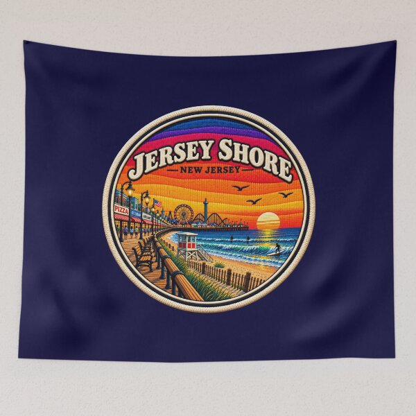 Item preview, Jersey Shore Boardwalk Sunset Embroidered Art designed and sold by Swanny's Custom T-shirt and Gift Designs.