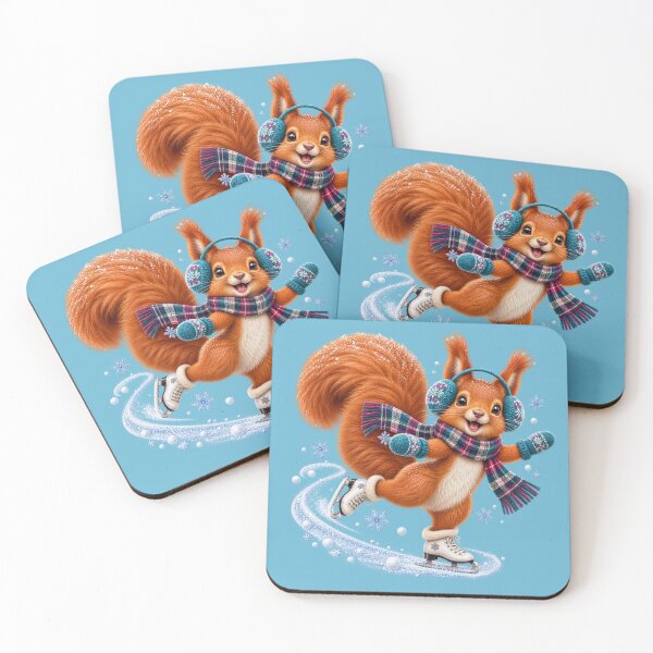 Item preview, Cute Scottish Red Squirrel Ice Skating in Winter designed and sold by MaedK.
