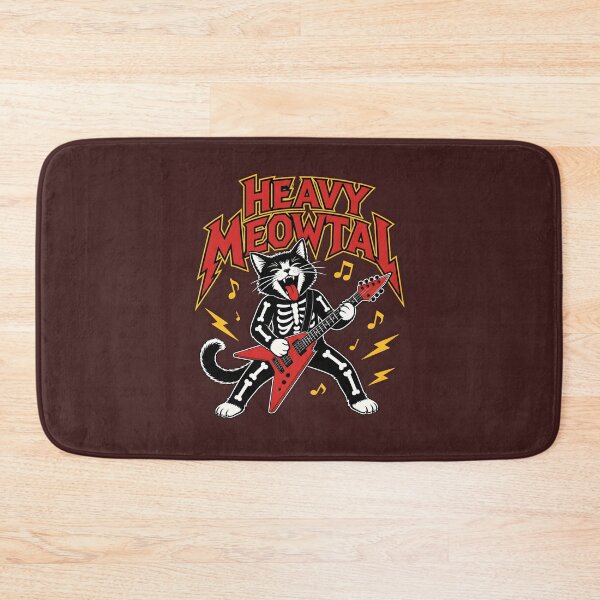 Item preview, Heavy Meowtal Rocker Skeleton Cat Halloween Pun designed and sold by Glitchart66.