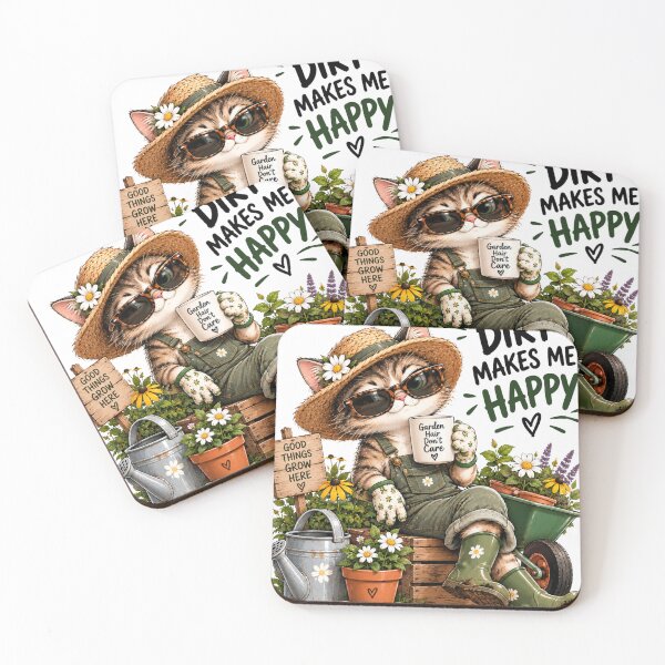 Item preview, Cute Gardening Cat Illustration – Dirt Makes Me Happy designed and sold by Designova10.