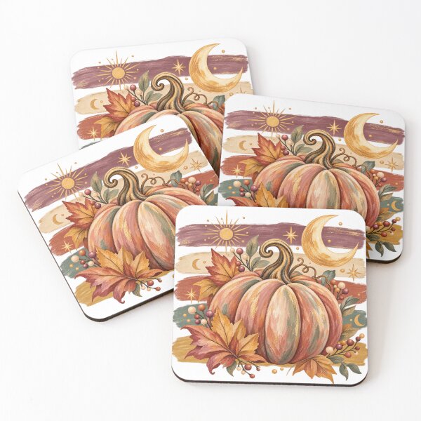Item preview, Boho Celestial Autumn Pumpkin with Sun & Moon | Cottagecore Fall Art designed and sold by SezzyDesigns.