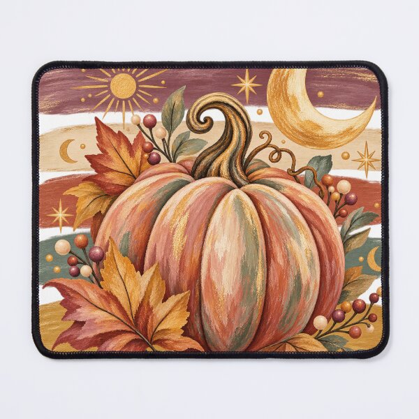 Item preview, Boho Celestial Autumn Pumpkin with Sun & Moon | Cottagecore Fall Art designed and sold by SezzyDesigns.