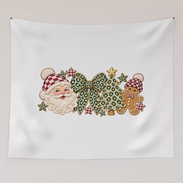Item preview, Retro Santa And Gingerbread Man Checkered Leopard Christmas Graphic designed and sold by DYALEEZ-XCR.