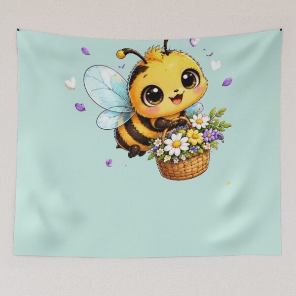 Item preview, Happy Kawaii Flying Bee – Cute Bumblebee Art designed and sold by MushArtist.