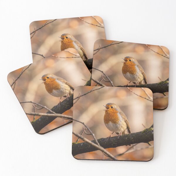 Item preview, Singing European Robin on Autumn Branch designed and sold by roverte.