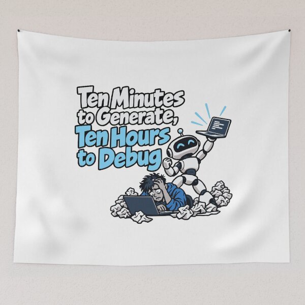 Item preview, Ten Minutes to Generate, Ten Hours to Debug Comic Design designed and sold by ThreadQuirk.