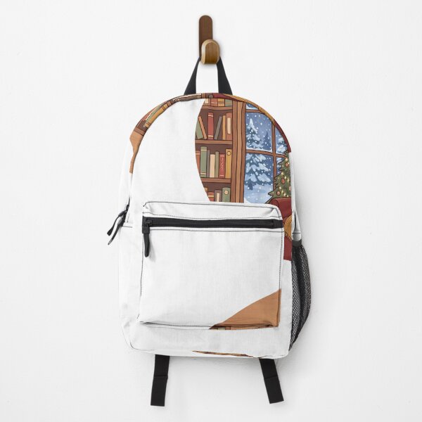Item preview, Cozy Library with Red Armchair and Snowy Window designed and sold by Moti Vaknin.