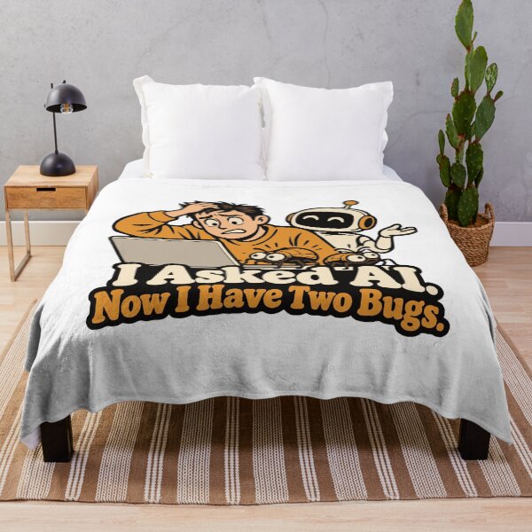 Item preview, I Asked AI. Now I Have Two Bugs. Funny AI Design designed and sold by ThreadQuirk.