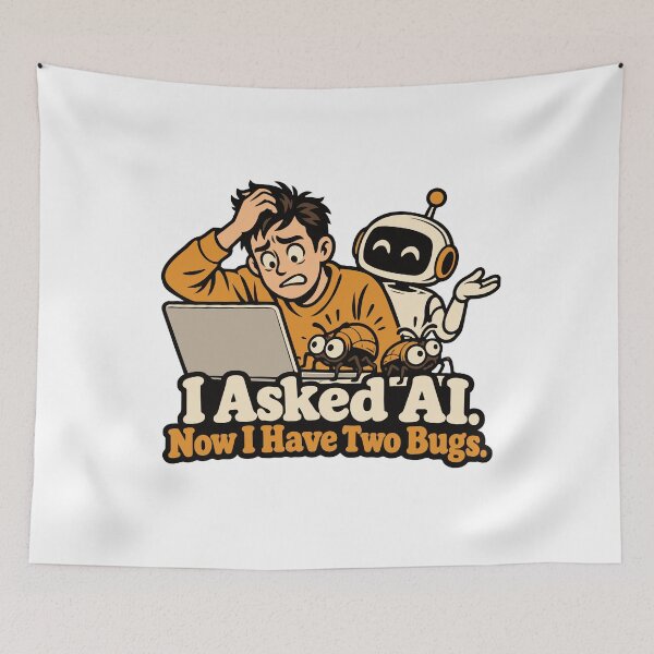 Item preview, I Asked AI. Now I Have Two Bugs. Funny AI Design designed and sold by ThreadQuirk.