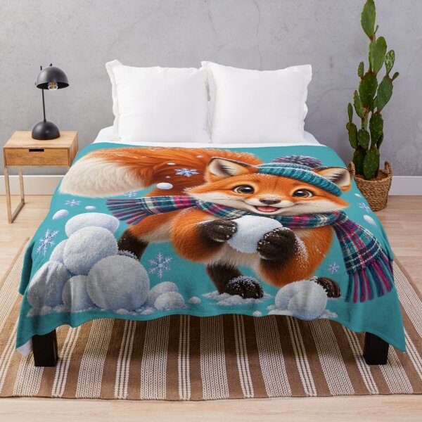 Item preview, Cute Scottish Red Fox Playing with Snowballs designed and sold by MaedK.