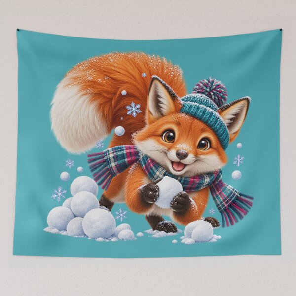 Item preview, Cute Scottish Red Fox Playing with Snowballs designed and sold by MaedK.