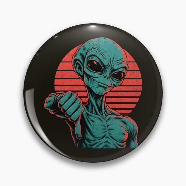 Item preview, Alien Thumbs Down – Retro Cosmic Attitude designed and sold by AwesomeBeyondLimits.