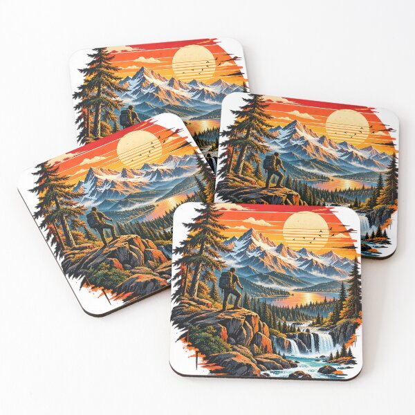 Item preview, Wild by Nature – Retro Mountain Sunset Adventure T-Shirt Design designed and sold by RecortShirt.