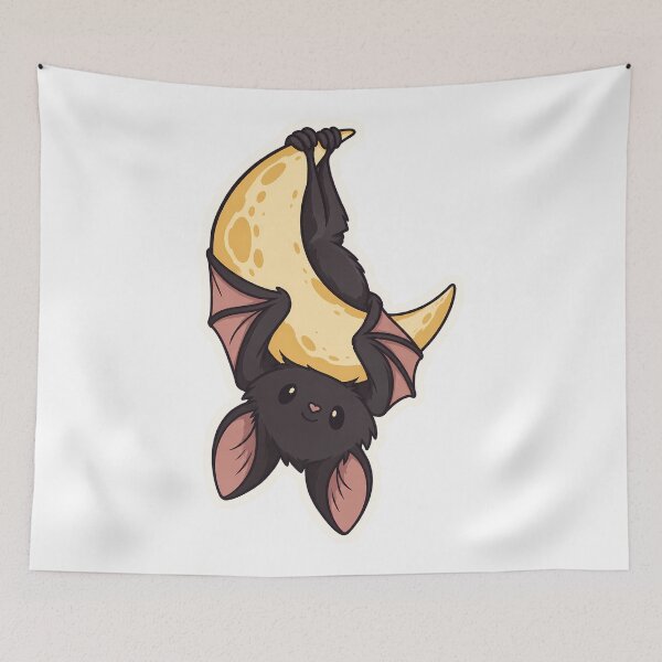 Item preview, Cute Bat Hugging Crescent Moon Whimsigoth Night designed and sold by OuqCreations.