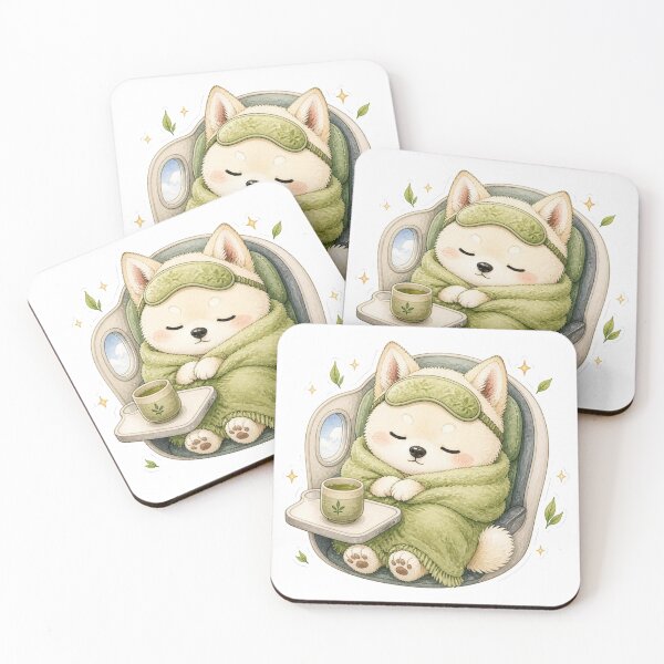 Item preview, Sleepy Cream Shiba Inu on the Plane designed and sold by Kawaii Matcha Studio.