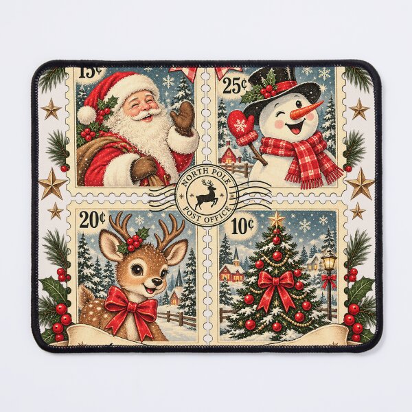 Item preview, Retro Christmas Postage Stamps, Vintage Santa Claus Reindeer Snowman, Nostalgic Holiday Aesthetic designed and sold by Quiajia.
