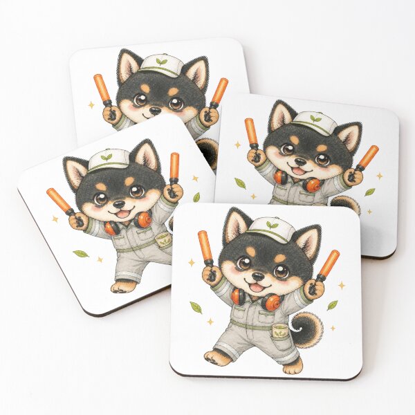 Item preview, Airport Marshaller Black and Tan Shiba Inu designed and sold by Kawaii Matcha Studio.