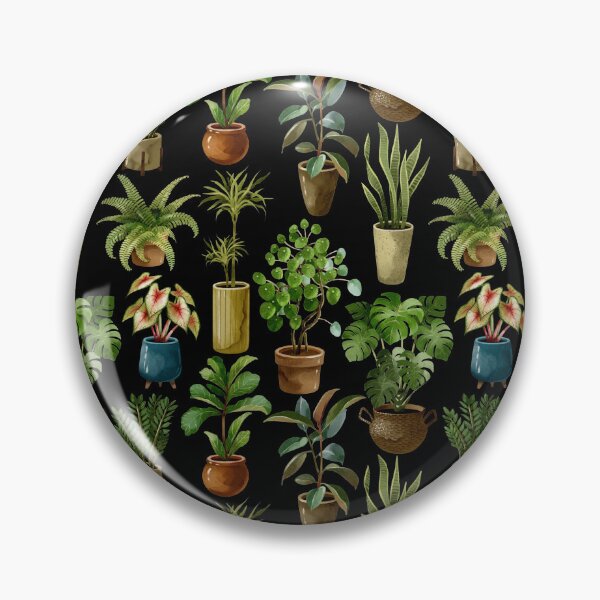 Item preview, Watercolor Potted Houseplants Seamless Pattern on Black Background designed and sold by Ms. Iryna.