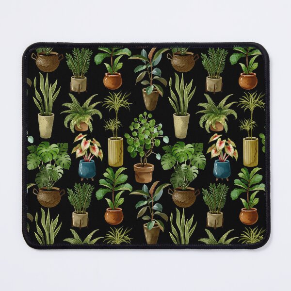 Item preview, Watercolor Potted Houseplants Seamless Pattern on Black Background designed and sold by Ms. Iryna.