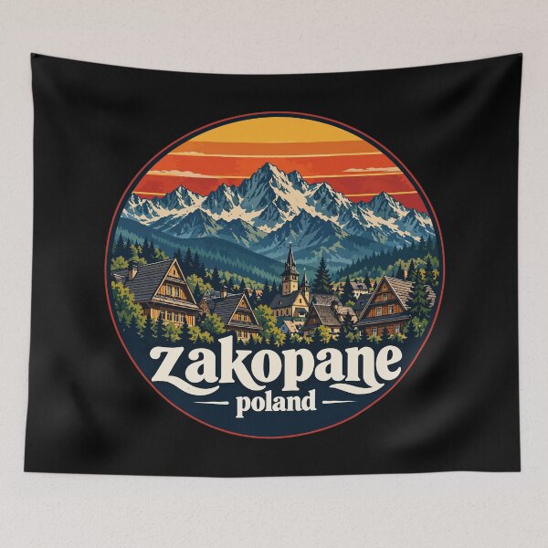 Item preview, Zakopane Tatry Mountains Poland Retro Travel designed and sold by TomFrontierArt.