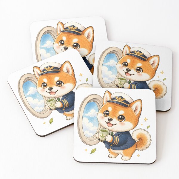 Item preview, Red Shiba Inu Looking Out the Airplane Window designed and sold by Kawaii Matcha Studio.