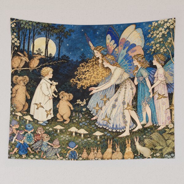 Item preview, Fairy Tale Wall Art, Meeting the Fairies by Ida Rentoul Outhwaite, Vintage Storybook Fantasy Print designed and sold by RickE.