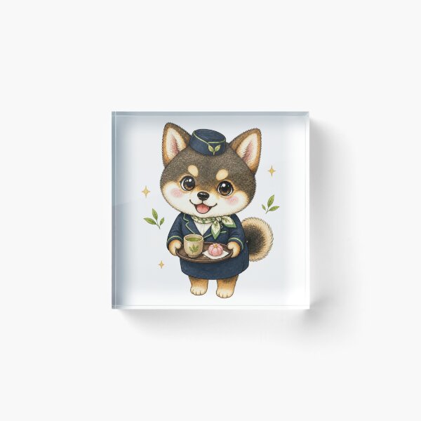 Item preview, Sesame Shiba Inu Serving Tea and Wagashi designed and sold by Kawaii Matcha Studio.