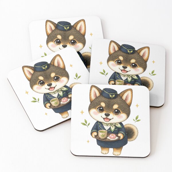 Item preview, Sesame Shiba Inu Serving Tea and Wagashi designed and sold by Kawaii Matcha Studio.