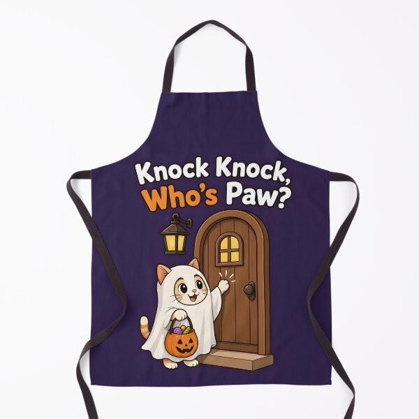 Item preview, Knock Knock Whos Paw Ghost Cat Halloween Joke designed and sold by Glitchart66.