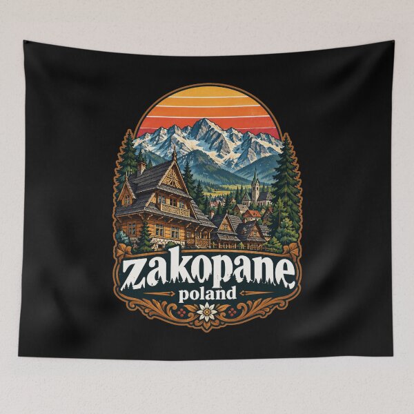Item preview, Zakopane Tatry Mountains Poland Retro designed and sold by TomFrontierArt.