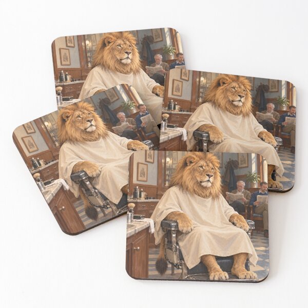 Item preview, A Little Off the Top — Whimsical Lion Barbershop Art designed and sold by Form & Favour.