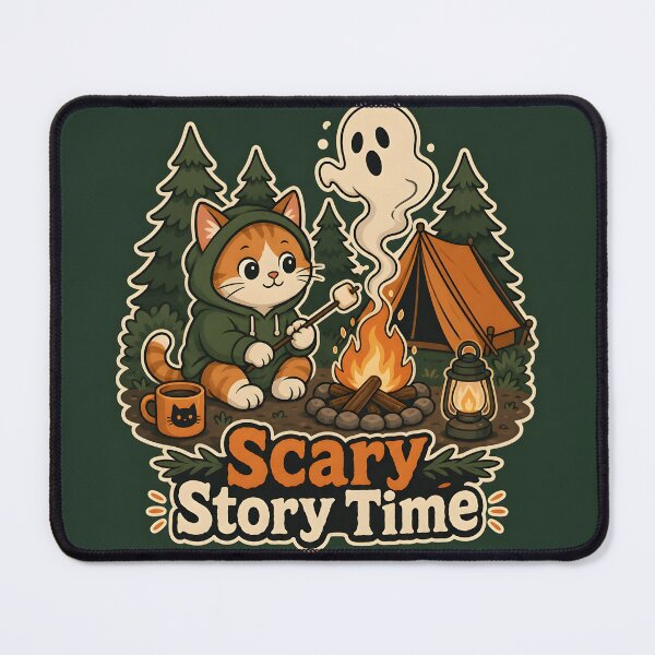 Item preview, Scary Story Time Campfire Cat Camping Halloween designed and sold by Glitchart66.