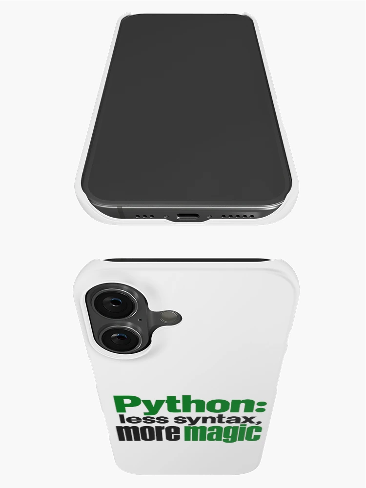 Thumbnail 3 of 4, iPhone Case, Python Less Syntax More Magic Funny Programmer Typography designed and sold by ThreadQuirk.