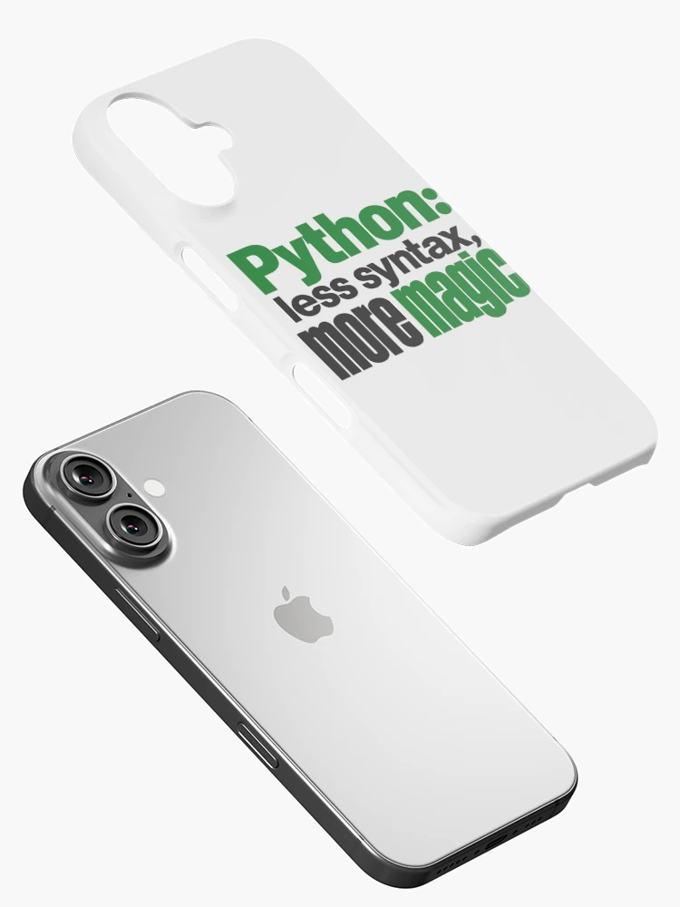 Thumbnail 2 of 4, iPhone Case, Python Less Syntax More Magic Funny Programmer Typography designed and sold by ThreadQuirk.