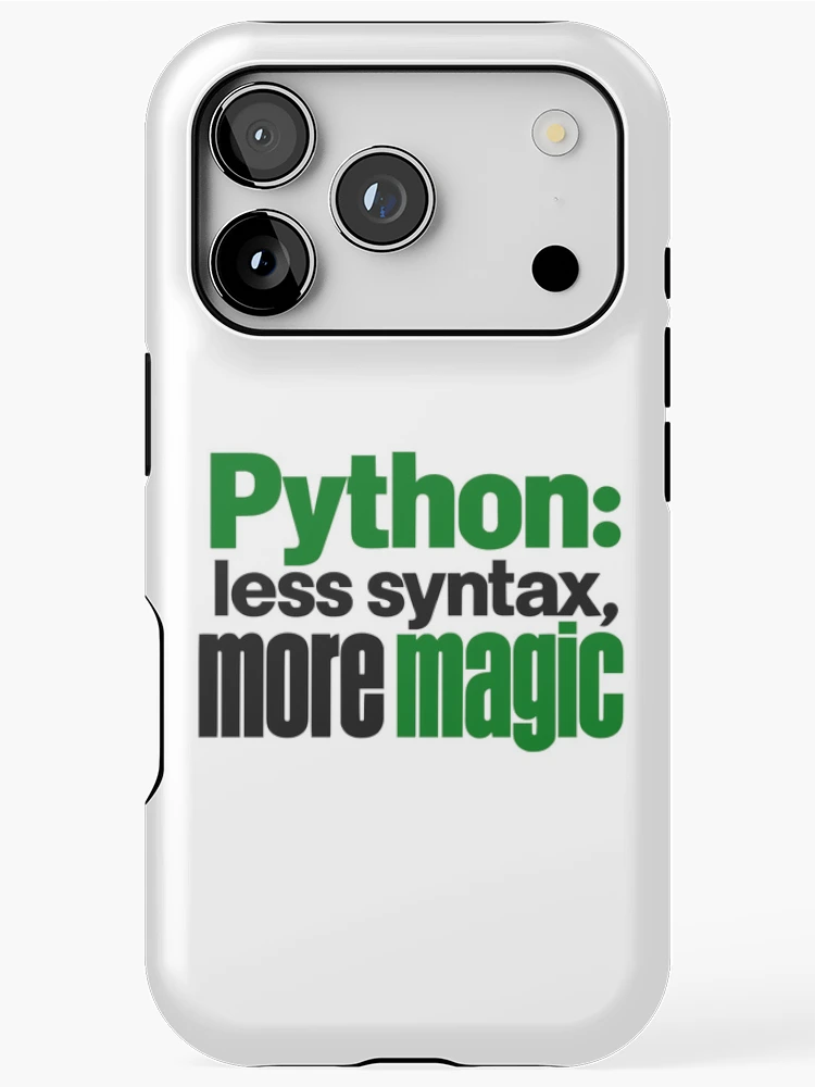 Thumbnail 1 of 4, iPhone Case, Python Less Syntax More Magic Funny Programmer Typography designed and sold by ThreadQuirk.