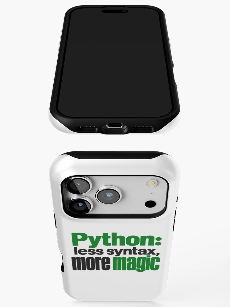 Thumbnail 3 of 4, iPhone Case, Python Less Syntax More Magic Funny Programmer Typography designed and sold by ThreadQuirk.