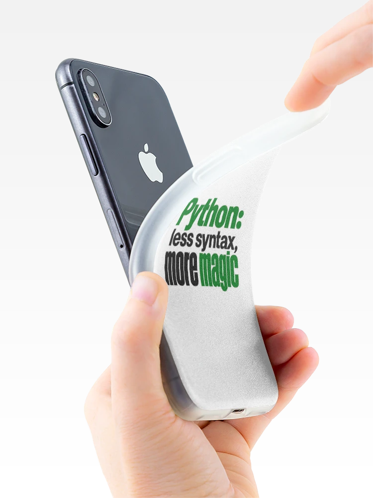 Thumbnail 4 of 5, iPhone Case, Python Less Syntax More Magic Funny Programmer Typography designed and sold by ThreadQuirk.
