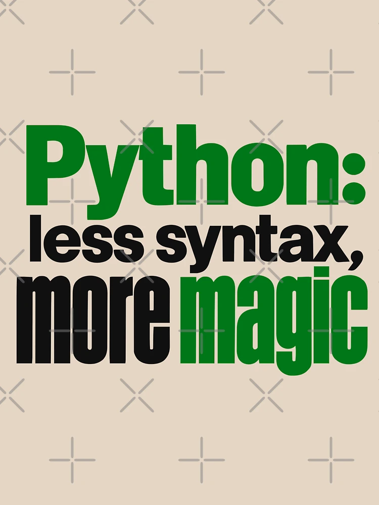 Thumbnail 4 of 4, Relaxed Fit T-Shirt, Python Less Syntax More Magic Funny Programmer Typography designed and sold by ThreadQuirk.