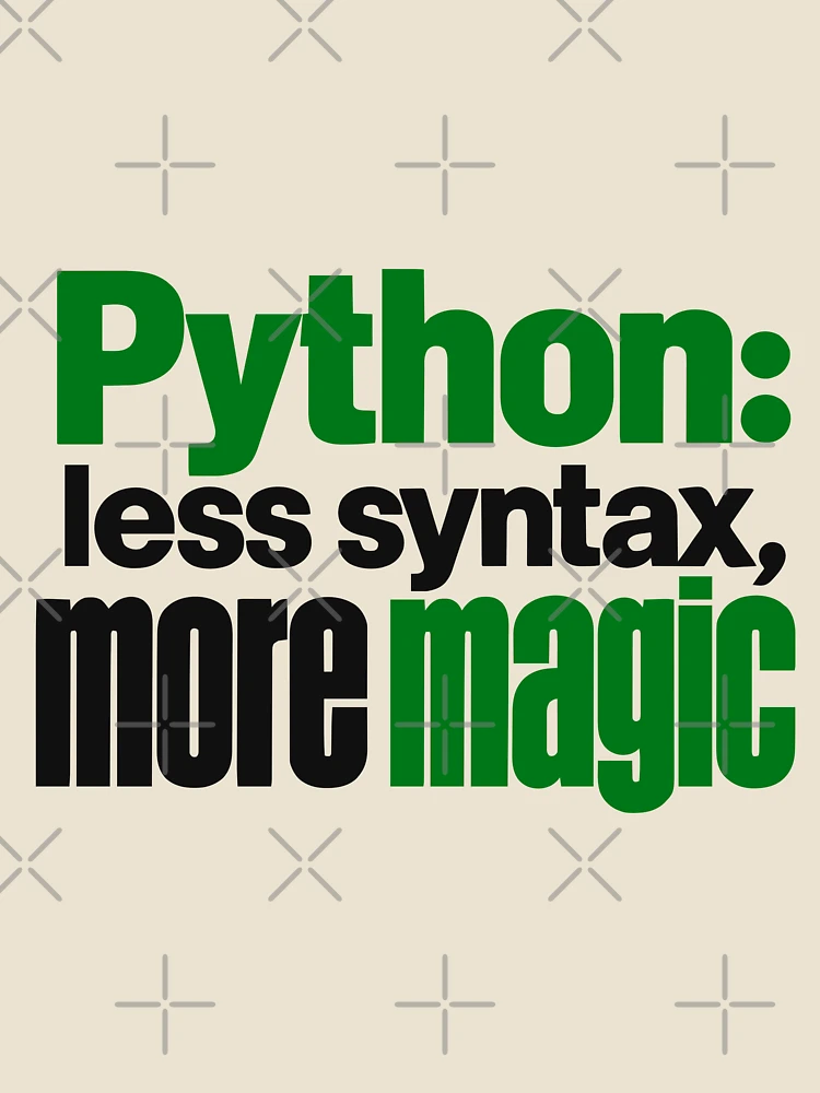 Thumbnail 4 of 4, Relaxed T-Shirt, Python Less Syntax More Magic Funny Programmer Typography designed and sold by ThreadQuirk.
