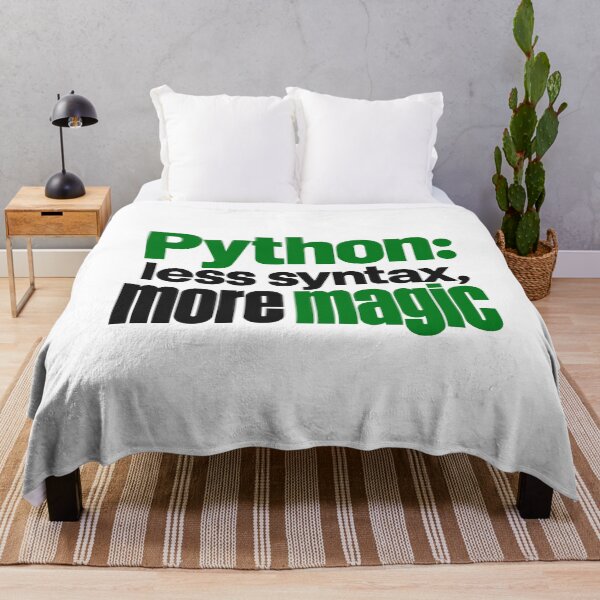 Item preview, Python Less Syntax More Magic Funny Programmer Typography designed and sold by ThreadQuirk.