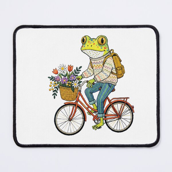 Item preview, Whimsical Frog Riding Bicycle With Flowers designed and sold by TeeARTHY.