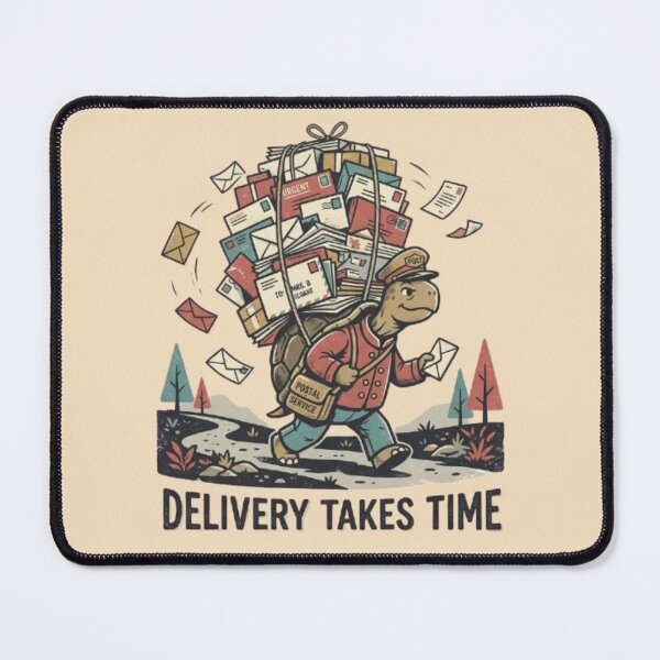 Item preview, Delivery Takes Time Turtle Mailman | Funny Postman Turtle Art designed and sold by Dogandesighn.