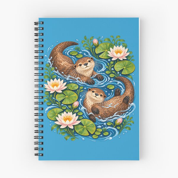 Item preview, Playful River Otters Swimming Among Water Lilies designed and sold by TeeARTHY.