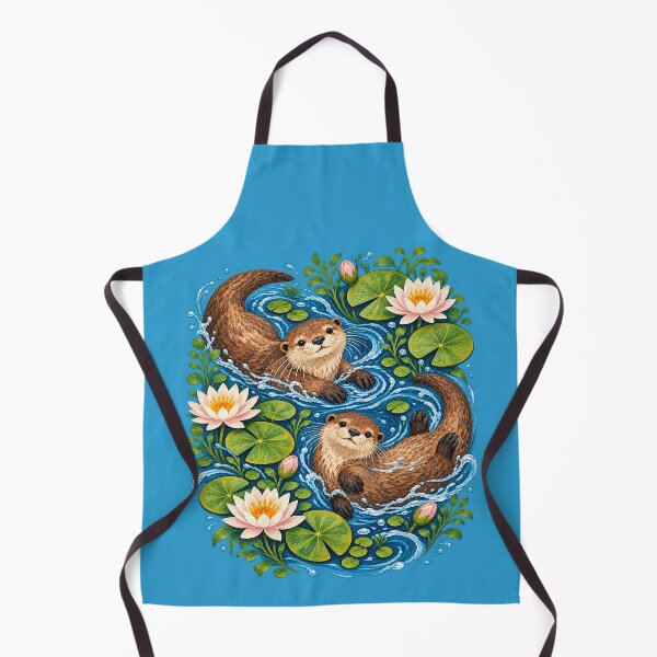 Item preview, Playful River Otters Swimming Among Water Lilies designed and sold by TeeARTHY.