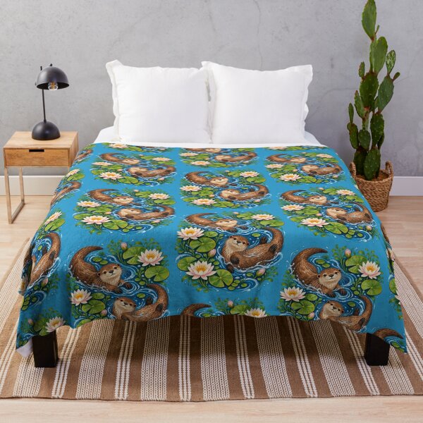 Item preview, Playful River Otters Swimming Among Water Lilies designed and sold by TeeARTHY.