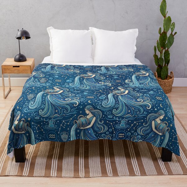 Item preview, Aquarius Water Bearer Pattern - Celestial Zodiac Design designed and sold by Lucid Dream Pixel.