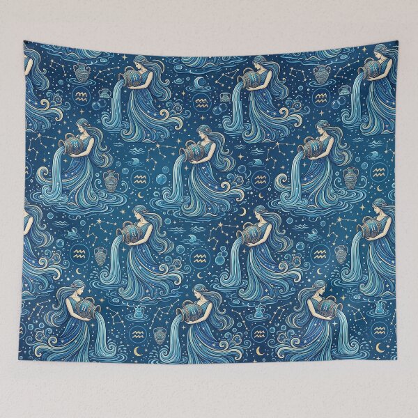 Item preview, Aquarius Water Bearer Pattern - Celestial Zodiac Design designed and sold by Lucid Dream Pixel.