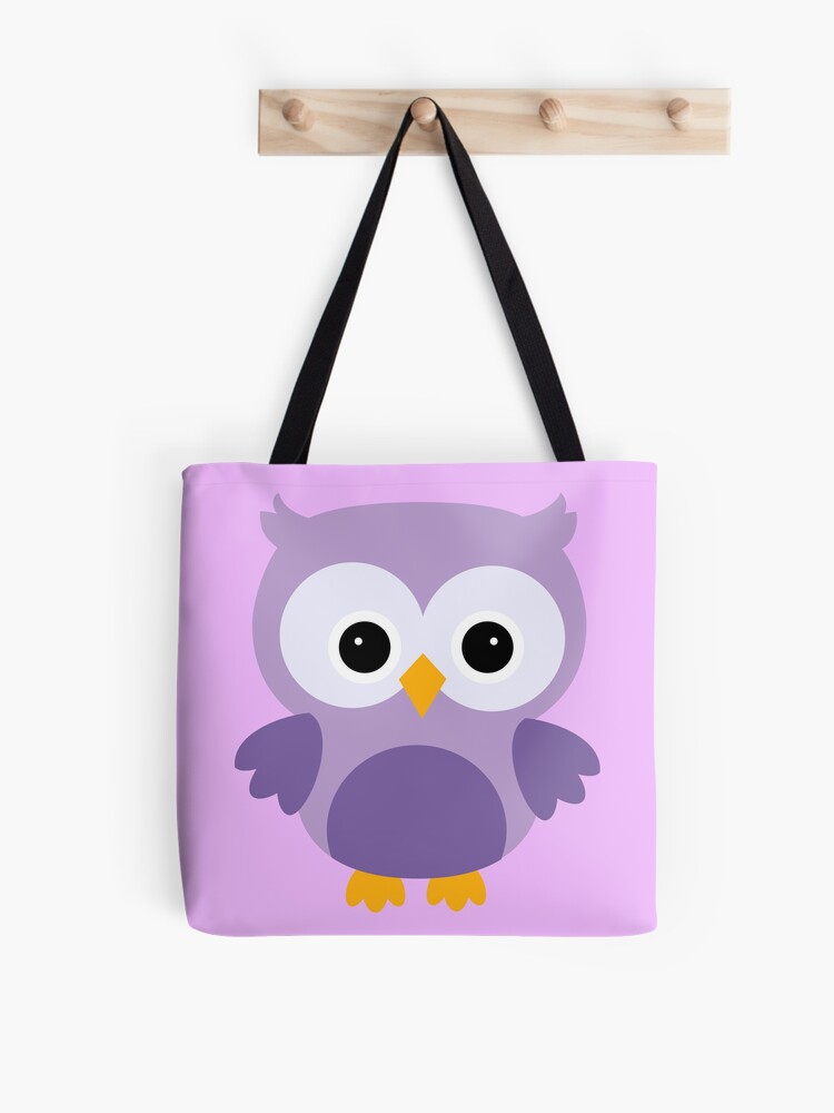 Handbag for Girls Cartoon Dark Purple Owl Shoulder Bag Women Tote Bag