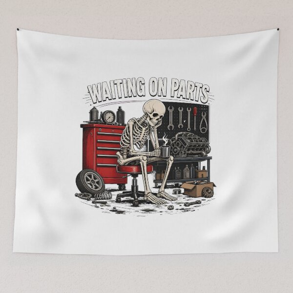 Item preview, Waiting On Parts Skeleton Mechanic Humor designed and sold by Maladies.